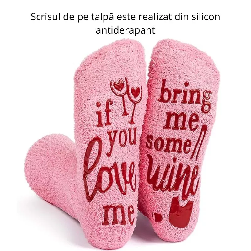 Sosete amuzante If you love me Bring Me Wine Briose roz [4]