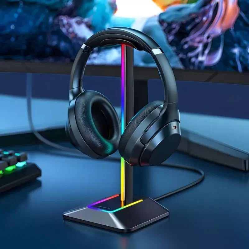 Suport de casti gaming cu RGB, 2xUSB si antiderapant, Disco-stand [1]