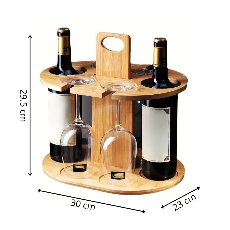 Suport din lemn pentru sticle si pahare de vin [7]