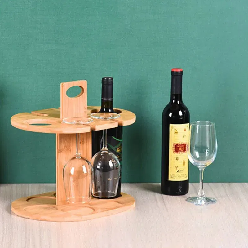 Suport din lemn pentru sticle si pahare de vin [2]