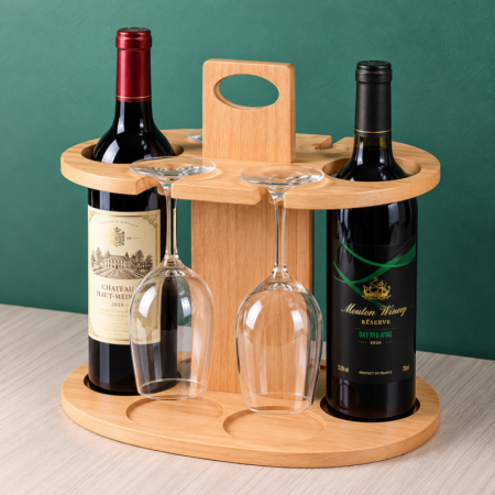 Suport din lemn pentru sticle si pahare de vin [3]