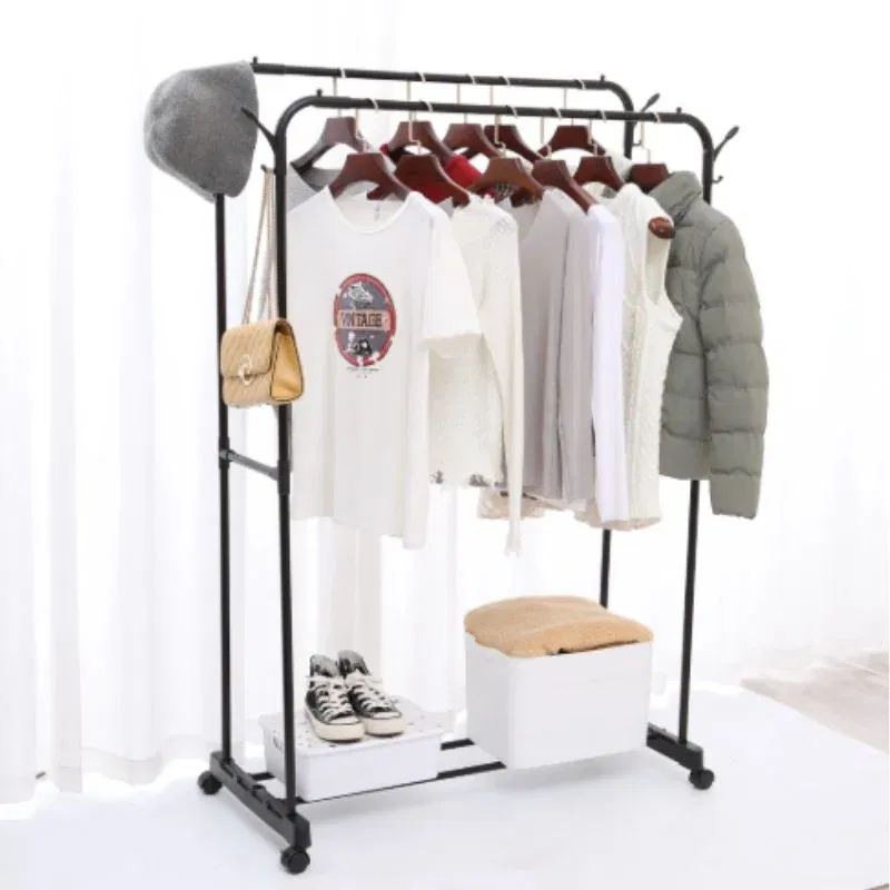 Suport haine reglabil cu bara si raft inferior [0]