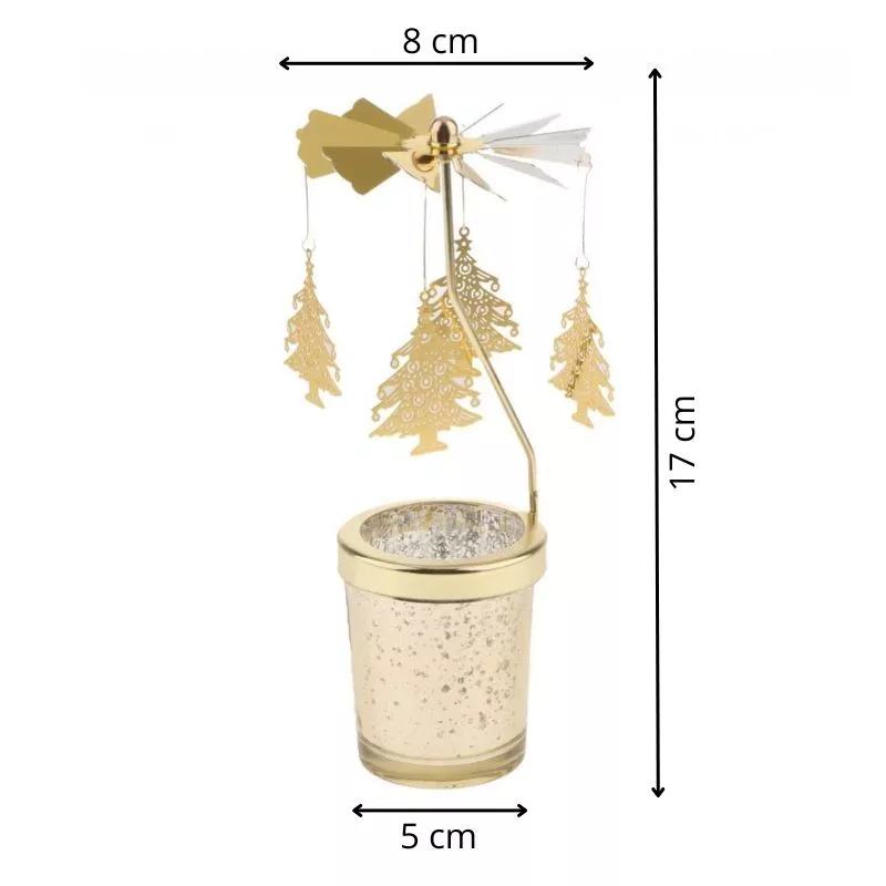 Suport lumanare decorativa Caruselul rotativ cu brazi [10]