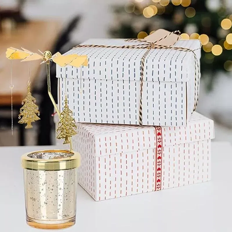 Suport lumanare decorativa Caruselul rotativ cu brazi [2]