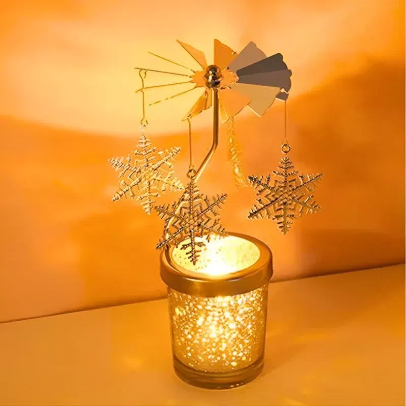 Suport lumanare decorativa Caruselul rotativ cu fulgi [1]