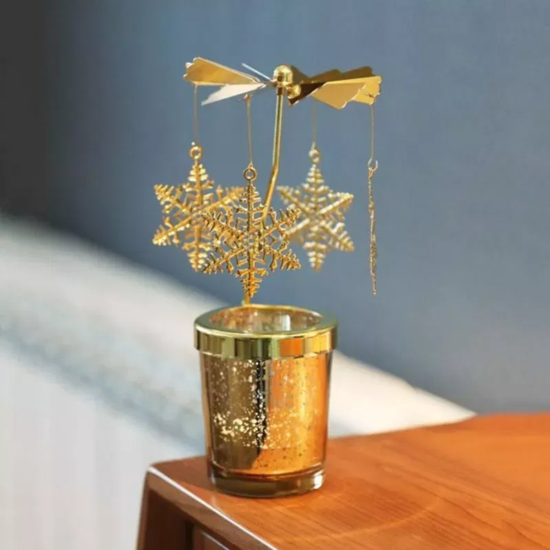 Suport lumanare decorativa Caruselul rotativ cu fulgi [10]