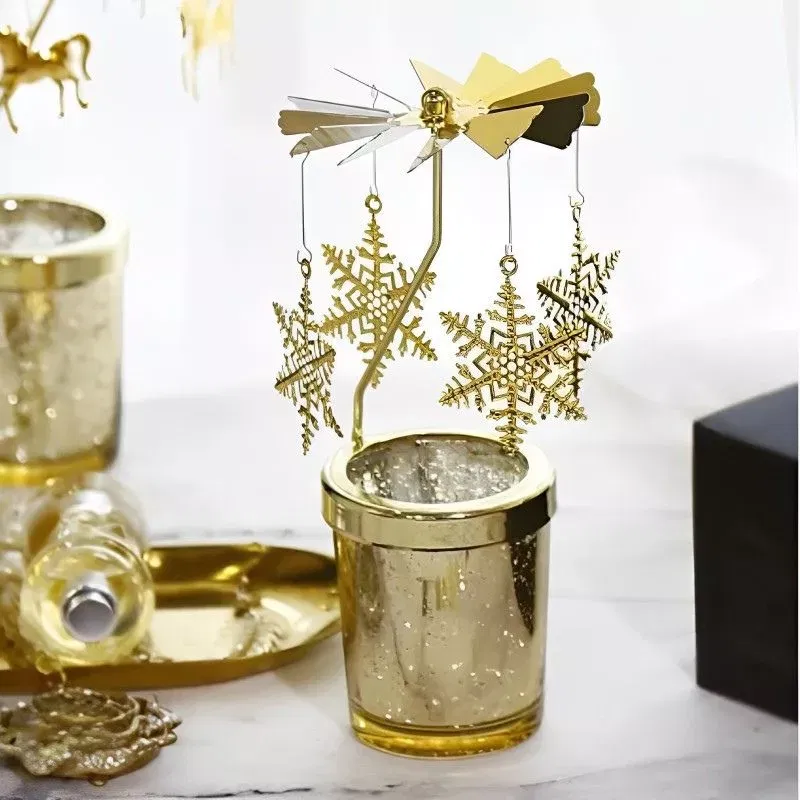 Suport lumanare decorativa Caruselul rotativ cu fulgi [4]