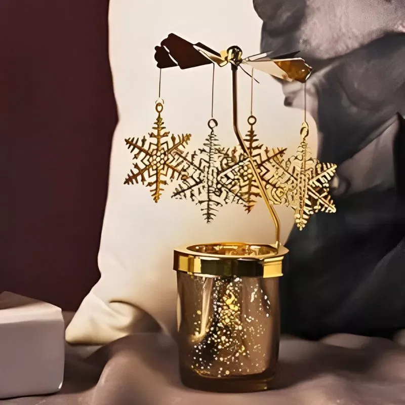 Suport lumanare decorativa Caruselul rotativ cu fulgi [7]