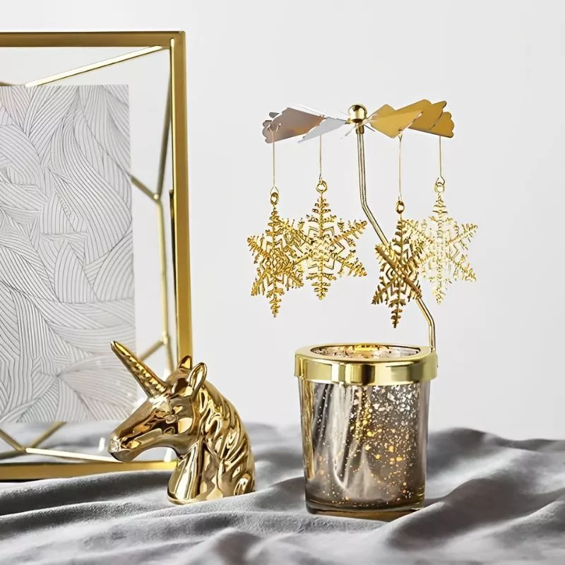 Suport lumanare decorativa Caruselul rotativ cu fulgi [2]