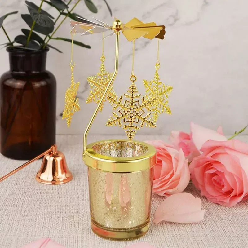 Suport lumanare decorativa Caruselul rotativ cu fulgi [8]