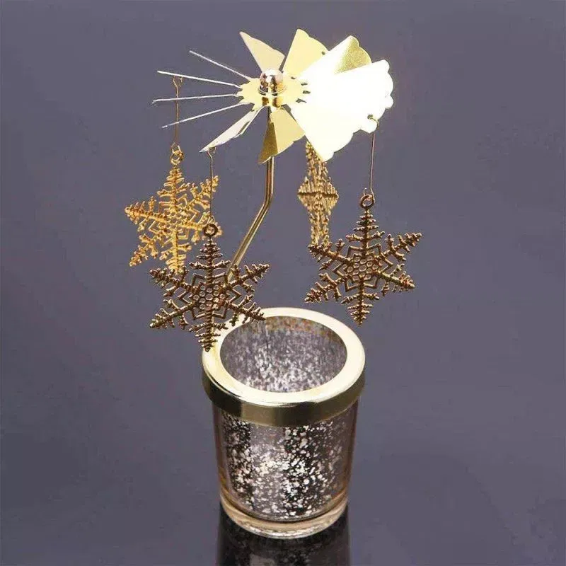 Suport lumanare decorativa Caruselul rotativ cu fulgi [6]