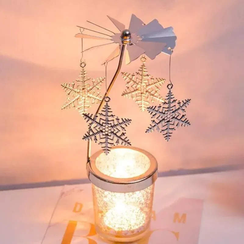 Suport lumanare decorativa Caruselul rotativ cu fulgi [9]