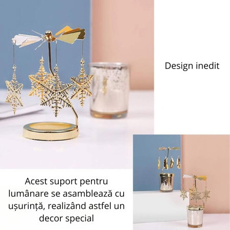 Suport lumanare decorativa Caruselul rotativ cu fulgi [13]