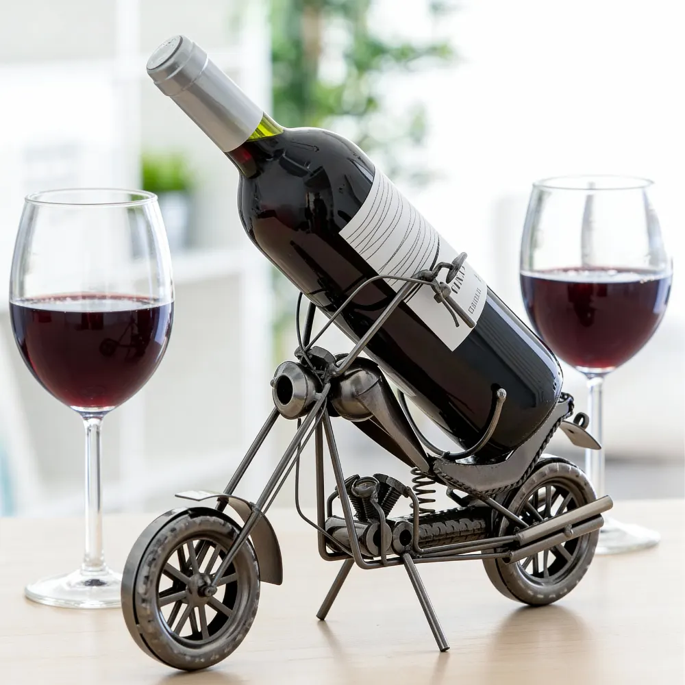 Cadouri pentru Bunici - Suport sticla de vin Motocicleta metalica CHOPPER
