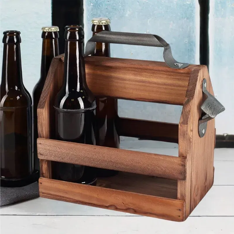 Suport sticle, din lemn, cu deschizator capace [1]