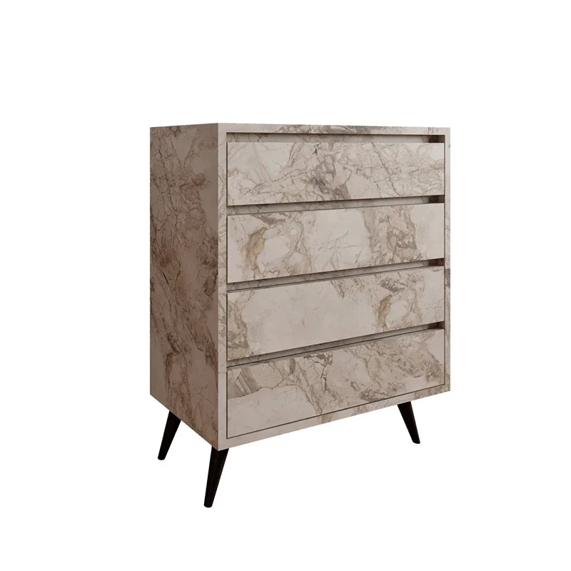 Comoda Suvera, efect marmura, 4 sertare, rafturi, moderna [4]