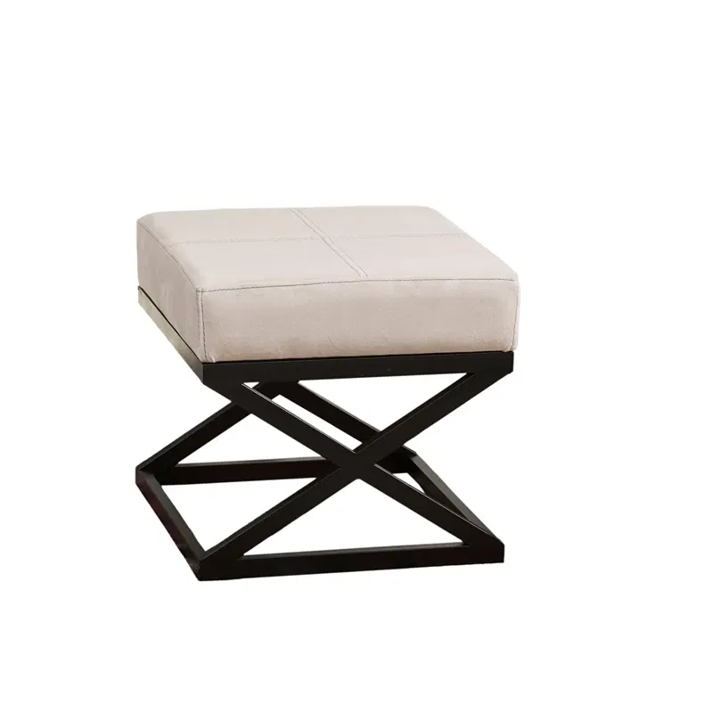 Taburet Imle bej, cadru metalic, design modern, tapiterie catifelata [1]