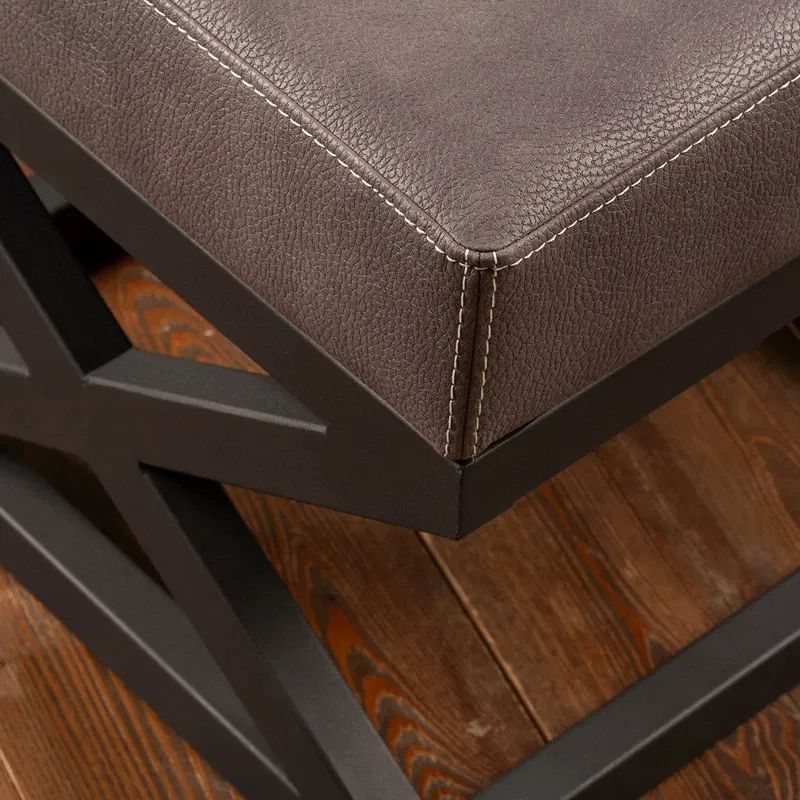 Taburet Krupa antracit, cadru metalic, tapiterie din piele ecologica, design modern [1]