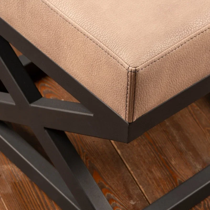 Taburet Krupa bej, cadru metalic, tapiterie din piele ecologica, design elegant [2]