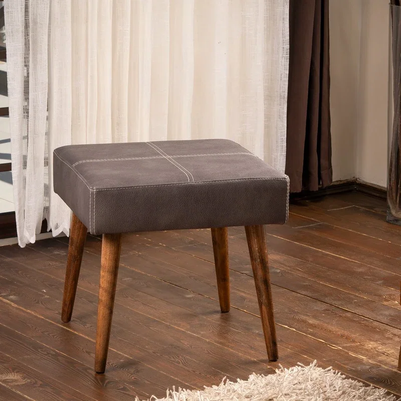 Cele mai noi - Taburet Urga antracit, picioare din lemn, tapiterie din piele ecologica, design elegant