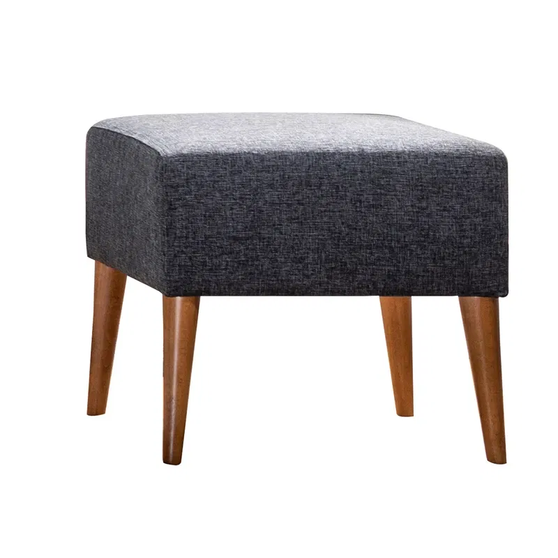 Taburet Zeni, gri inchis, tapitat, cu picioare din lemn, 50 cm [3]