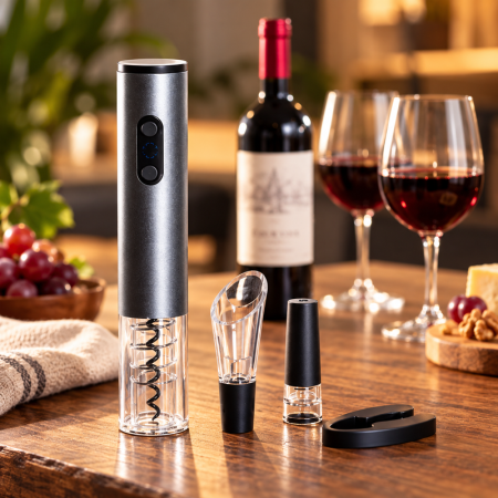 Petrecere - Tirbuson electric cu accesorii vin, set cadou 4 piese