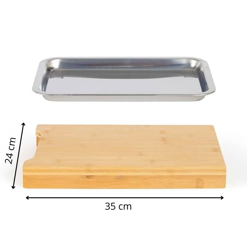 Tocator din bambus cu tava din otel inoxidabil [8]