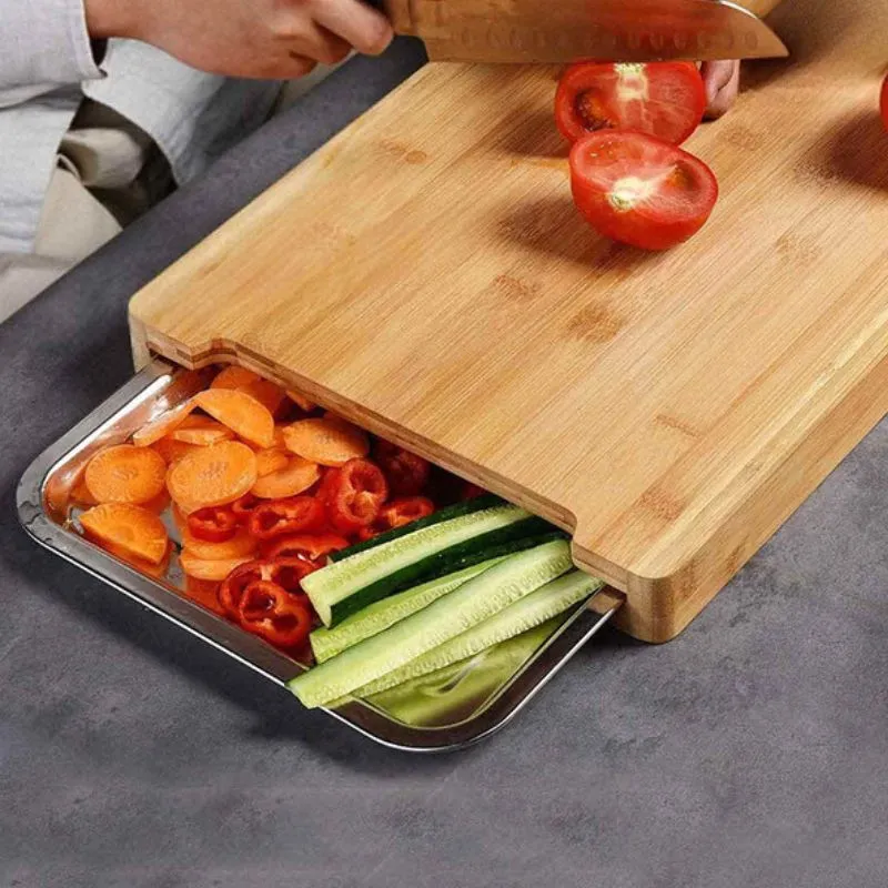 Tocator din bambus cu tava din otel inoxidabil [1]