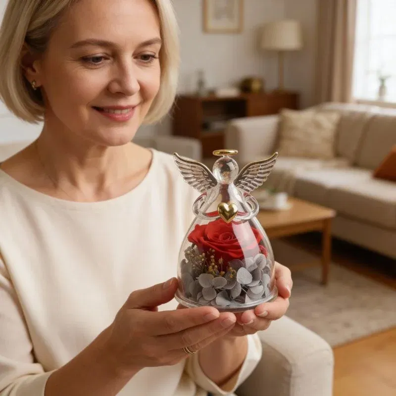 Cadouri de Casa Noua - Trandafir criogenic cu Inger pazitor