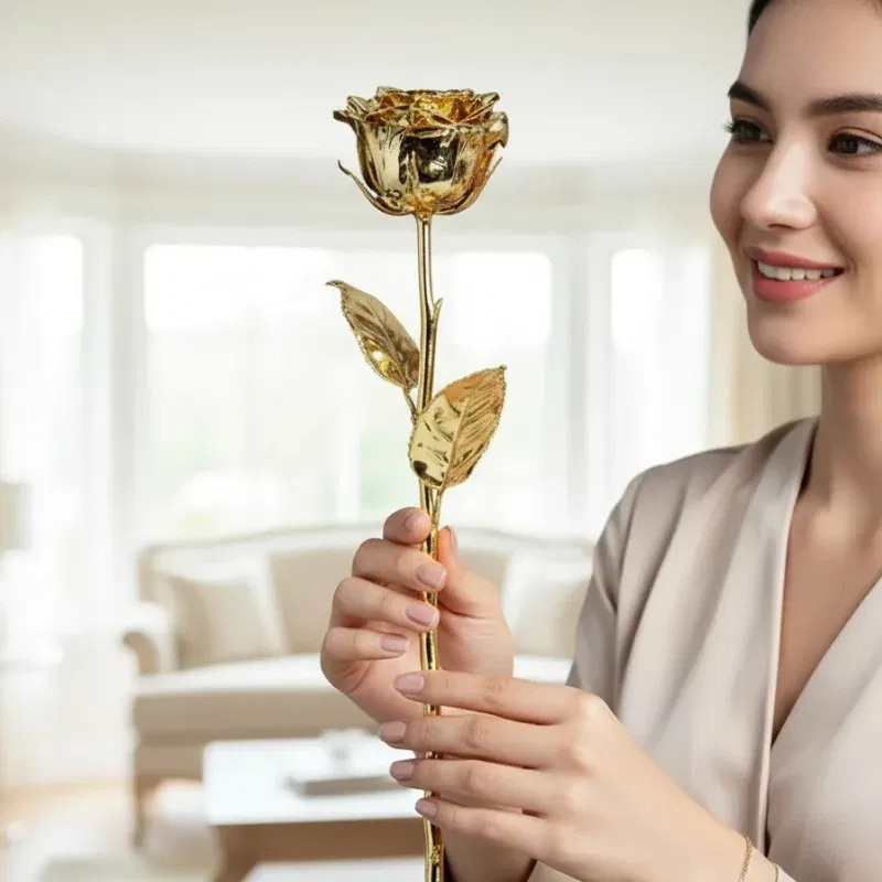 Cadouri Aniversare Casatorie - Trandafir placat cu aur de 24K