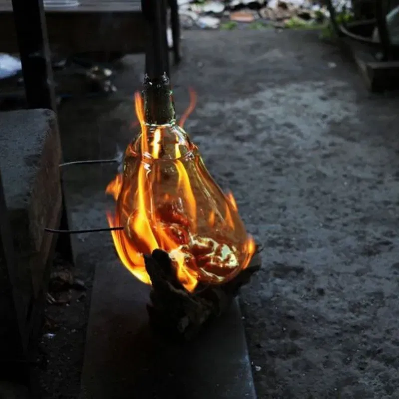 Vas Artistic din Sticla Topita pe Lemn [4]