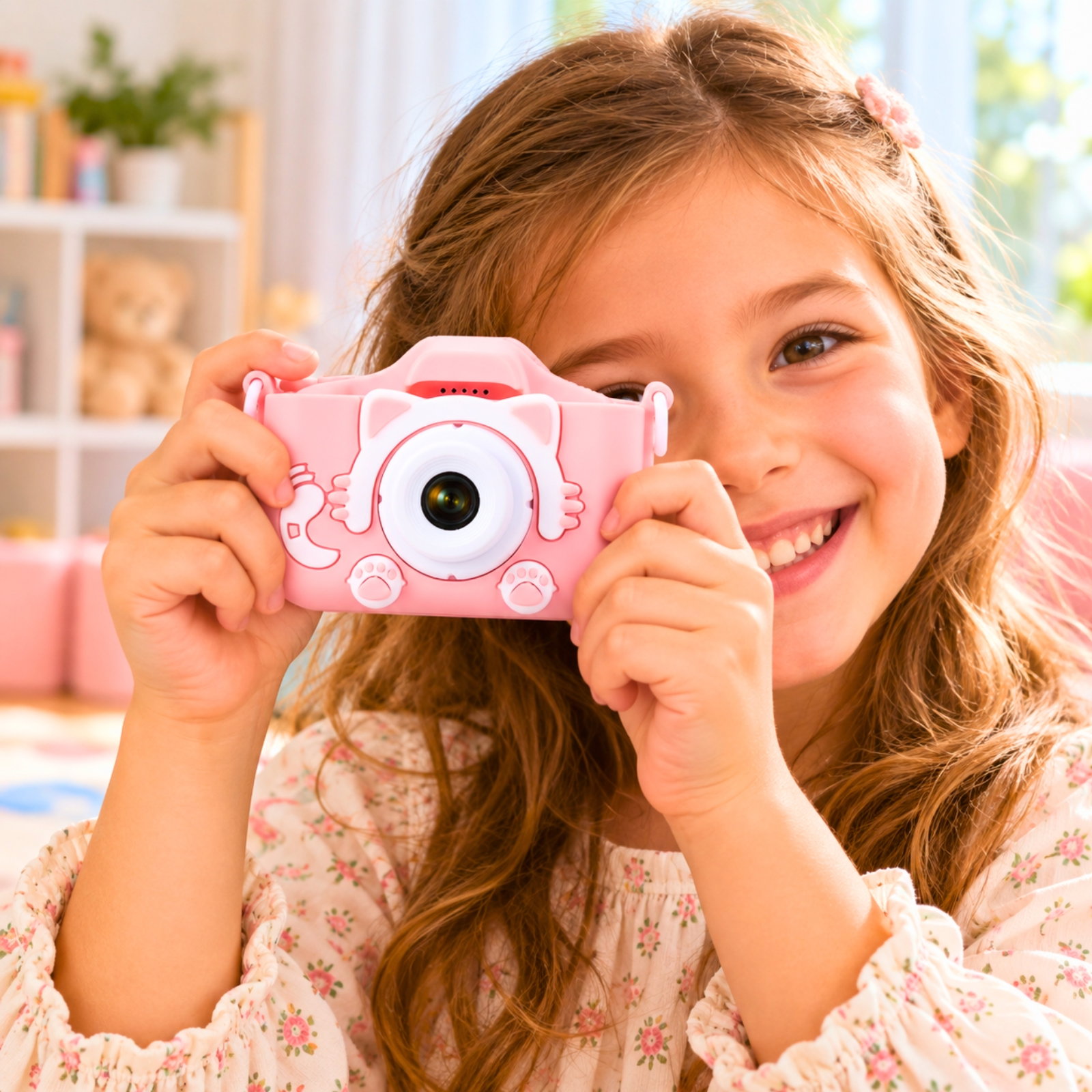 Camera foto pentru copii Smart Fun Roz, 96 MP, Ecran 2.0 inch, 64 GB SD, 1080P HD