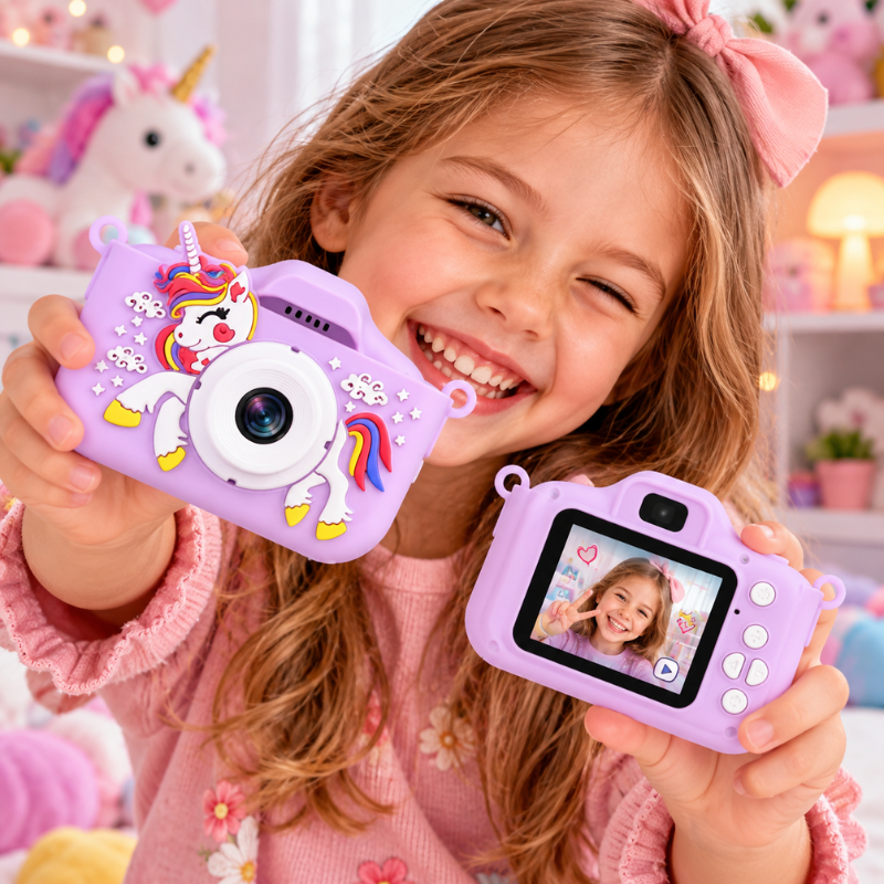 Camera foto pentru copii Smart Fun Unicorn, 96 MP, Ecran 2.0 inch, 64 GB SD, 1080P HD