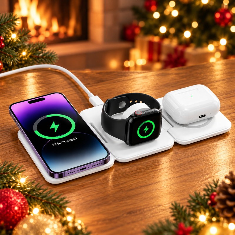 Incarcator wireless universal 3 in 1, pliabil, 15W, MagSafe