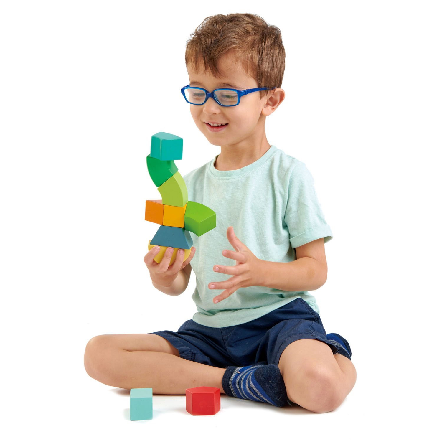 Joc magnetic din lemn Primary Magblocs, 10 piese