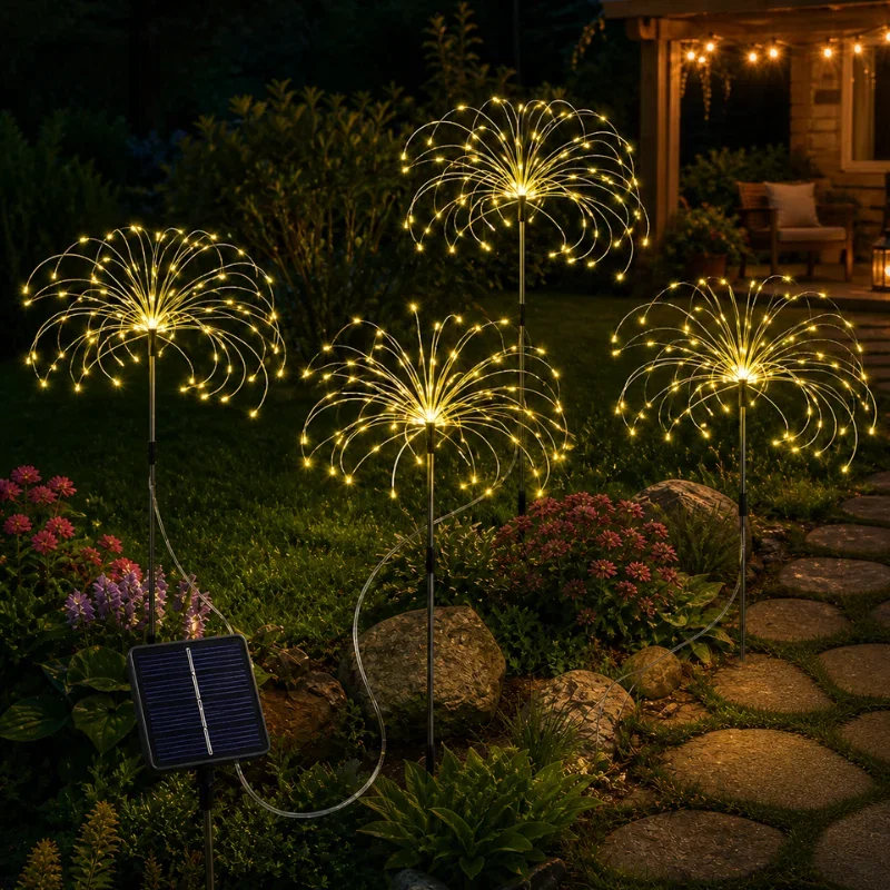 MindBlower Set 4 lampi solare decorative cu 320 LED-uri, rezistente la apa, IP65