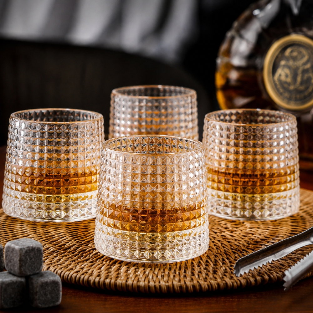 Set 4 Pahare whiskey Deluxe Rotating Diamond