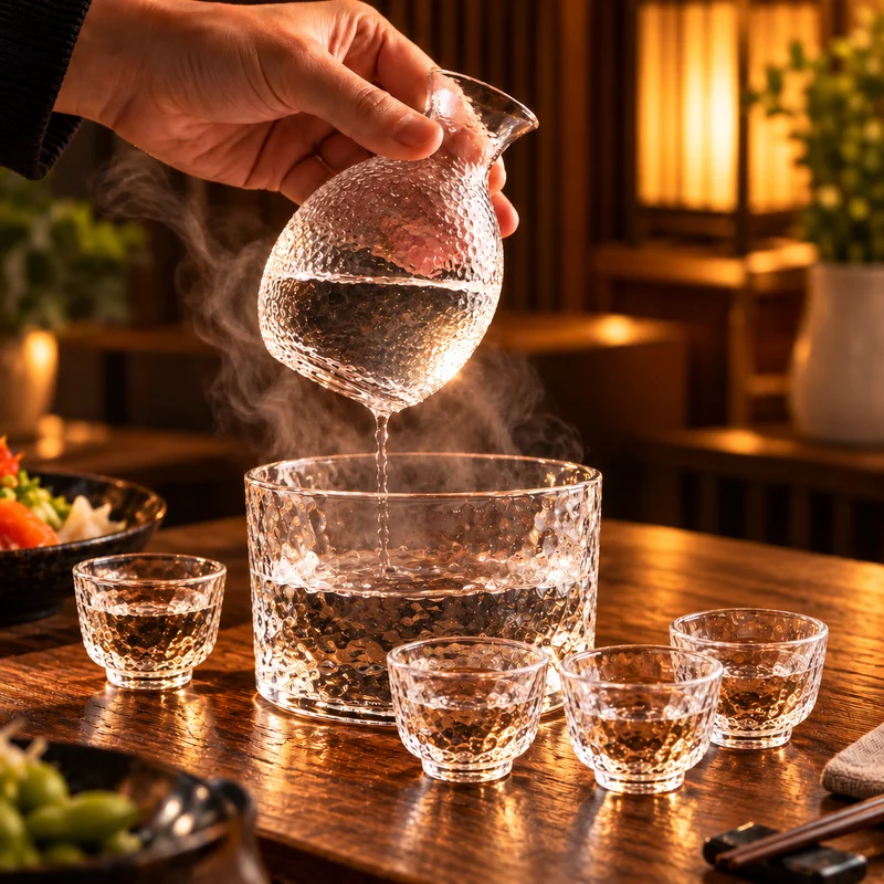 Set cadou servire bauturi tari Sticla cupa si 4 pahare Platinum