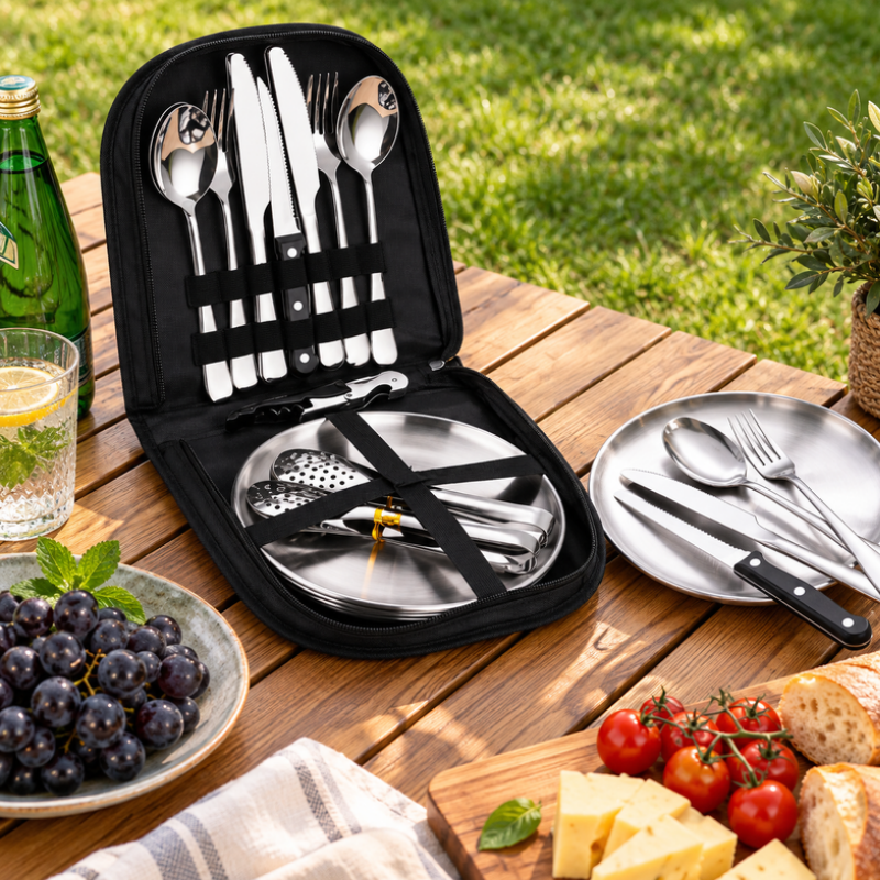 Set tacamuri si farfurii pentru picnic 20 piese