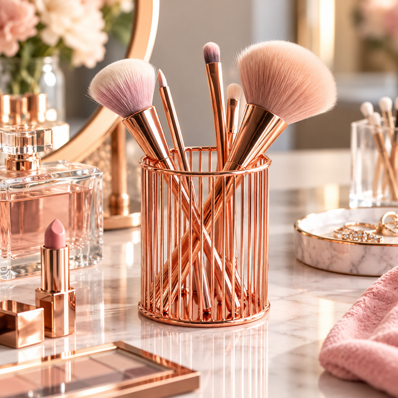 Suport birou rose gold metalic, acasa, scoala sau beauty studio