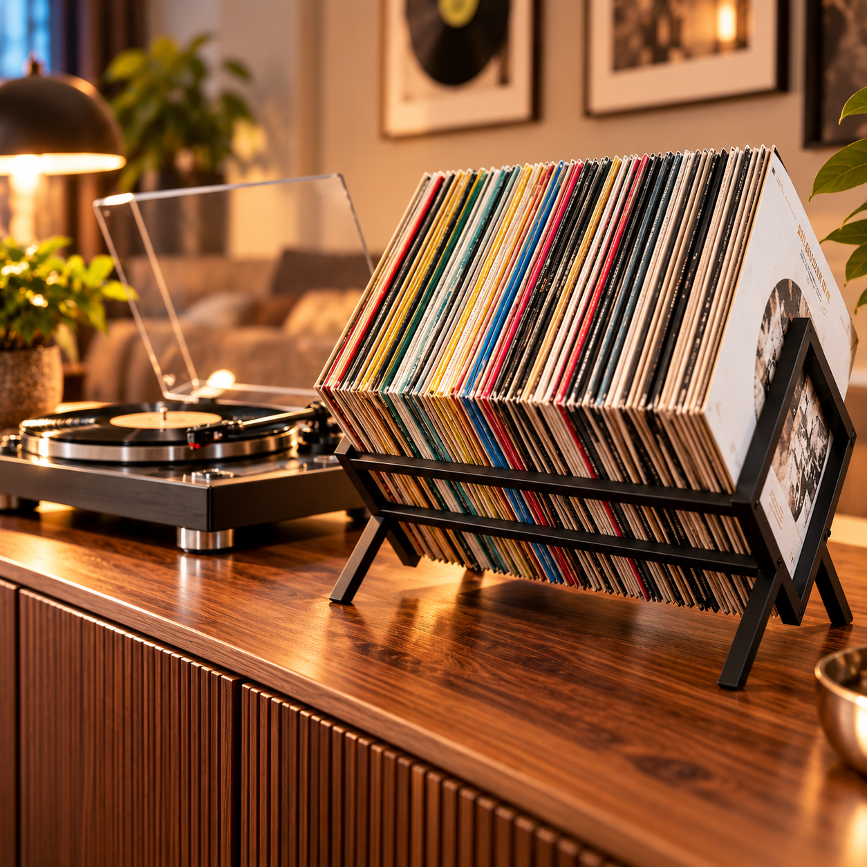 Suport pentru discuri vinil cu design minimalist