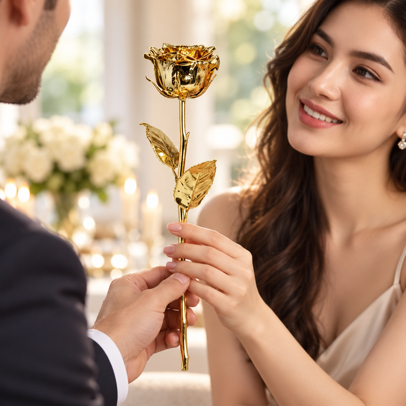 Trandafir placat cu aur de 24K