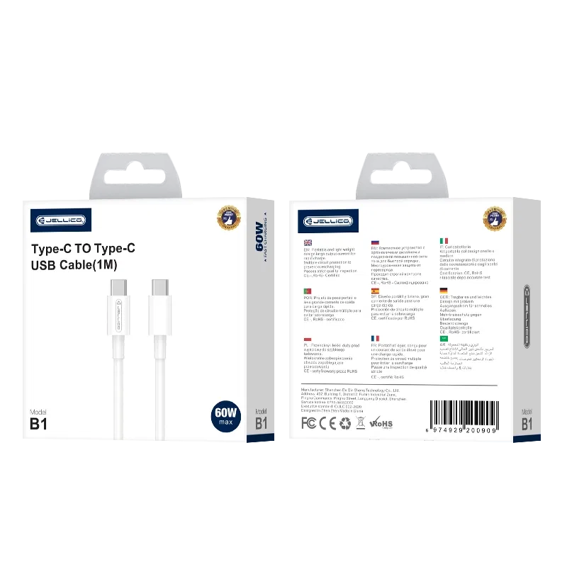 Cablu date Type C la Type C , USB-C - USB-C PD 60W 1M White [1]