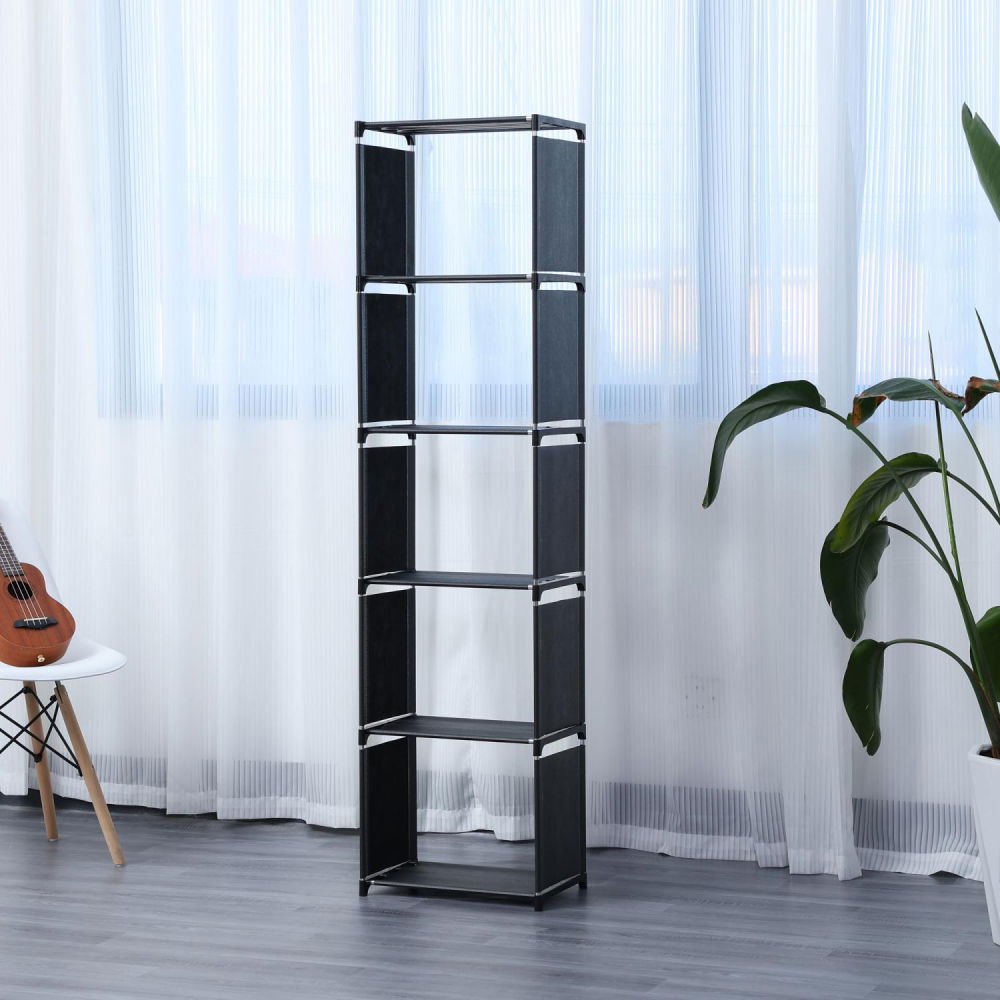 Raft multifuncțional cu 5 straturi și suport de depozitare (42x153cm) - negru [2]