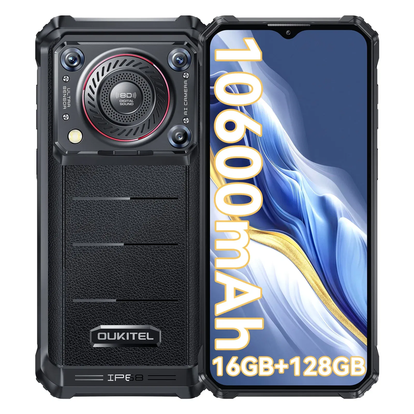 Telefon mobil Oukitel WP36, 4G, 6.52" HD+, 16GB RAM (8GB + 8GB extensibili), 128GB ROM, Android 13, MediaTek 8788, Sunet Digital 8D 128db, NFC, Amprenta, 10600mAh, Dual SIM [1]