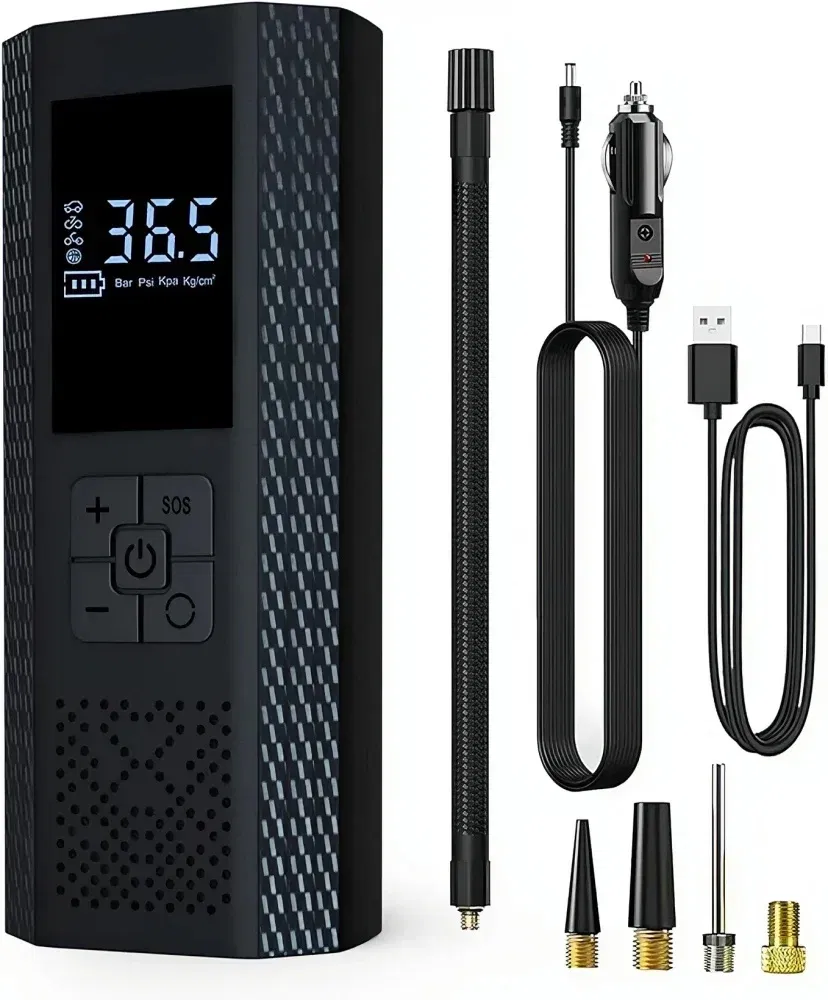 Compresor atv auto - Compresor auto portabil 3-în-1 power bank 2000 mAh lanterna LCD