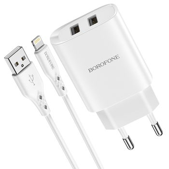 Pentru iPhone - Incarcator iPhone Borofone cu cablu BN2 Super - 2xUSB - 2,1A
