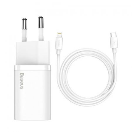 Pentru iPhone - Incarcator iPhone Baseus Super Si 1C fast wall charger USB Type C 20 W Power Delivery + USB Type C - Lightning cable Incarcator iphone 14