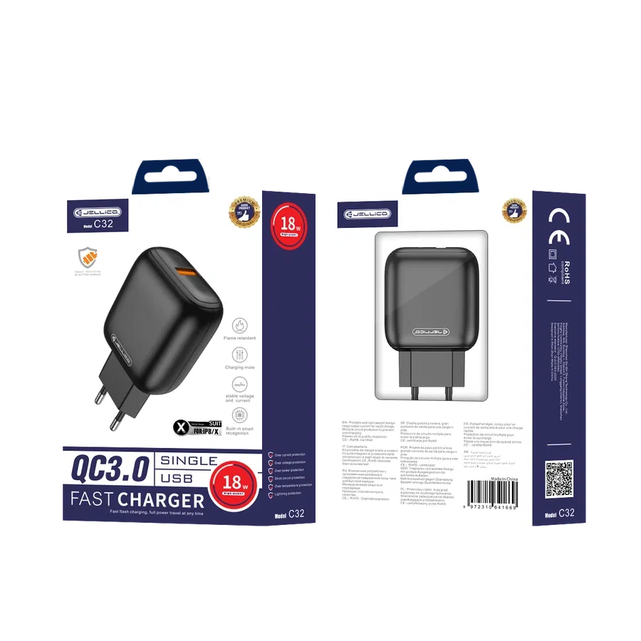 Pentru iPhone - Incarcator iPhone cu Cablu Lighting, 18W 1xUSB QC3.0 , Black