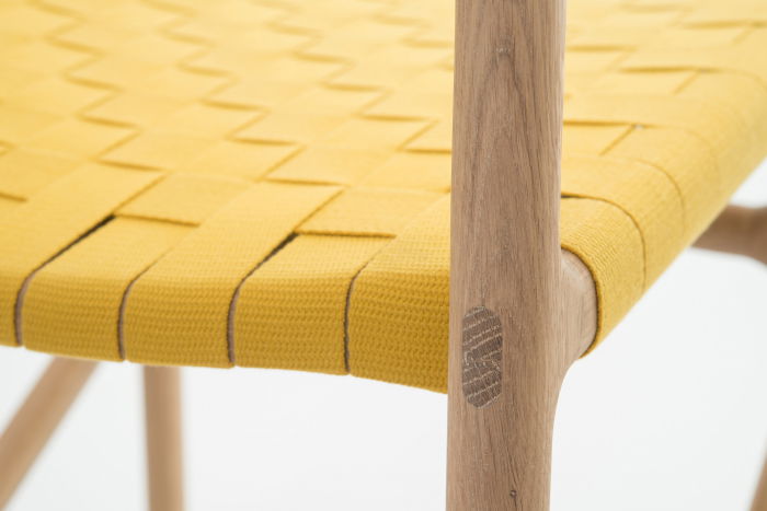 Fawn chair with solid oak structure and cotton webbing seat [19]